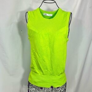 Zara neon green knit vest size S